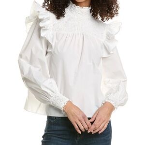 a new day White Ruffled Blouse - cottage core - spring top